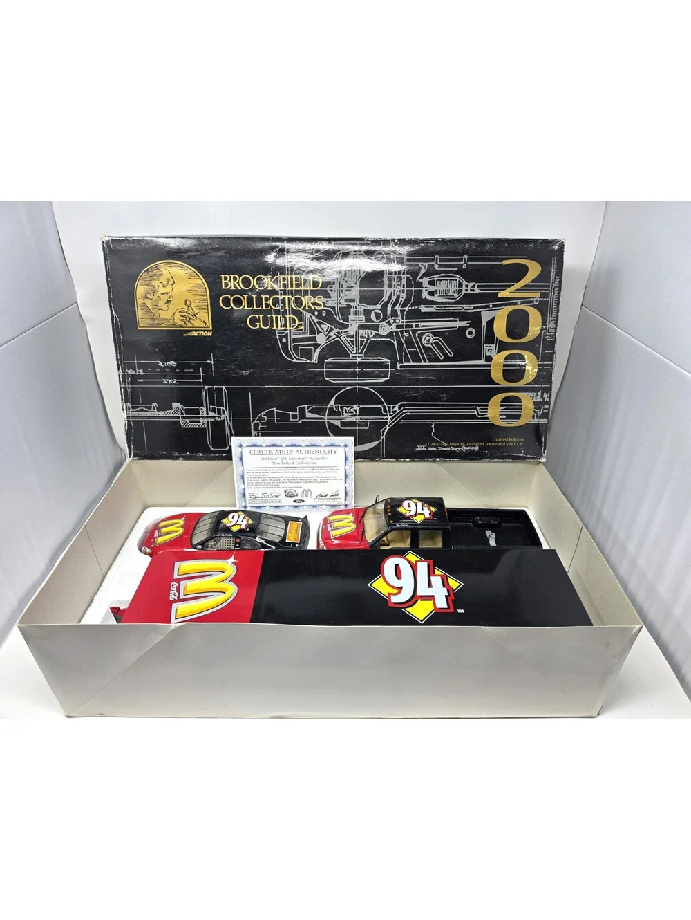 Brookfield Collectors Guild Bill Elliott #94 Ford NASCAR 1:24 Trailer Set LE